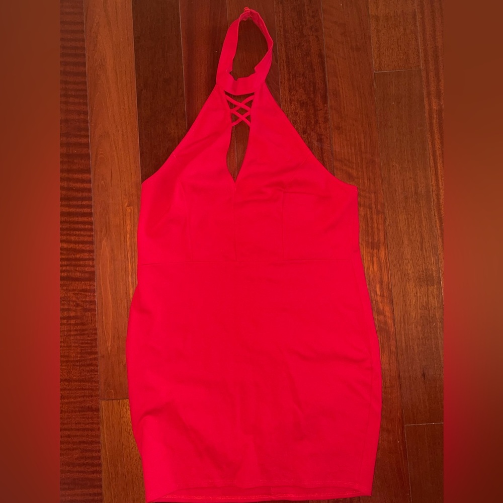 Charlotte Russe Plus Size Red Choker Neck Bodycon Dress
